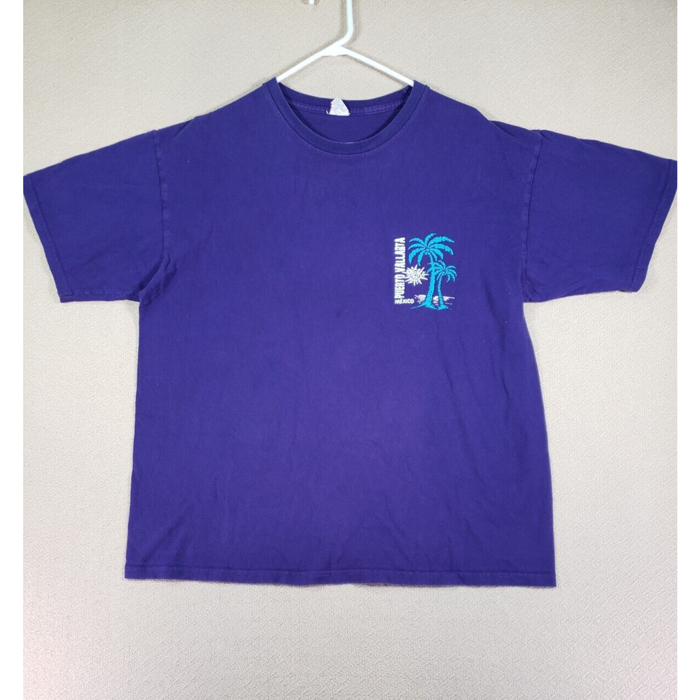 Puerto Vallarta Shirt Mens XL Short Sleeve Cotton Crew Neck Mexico Blue Logo